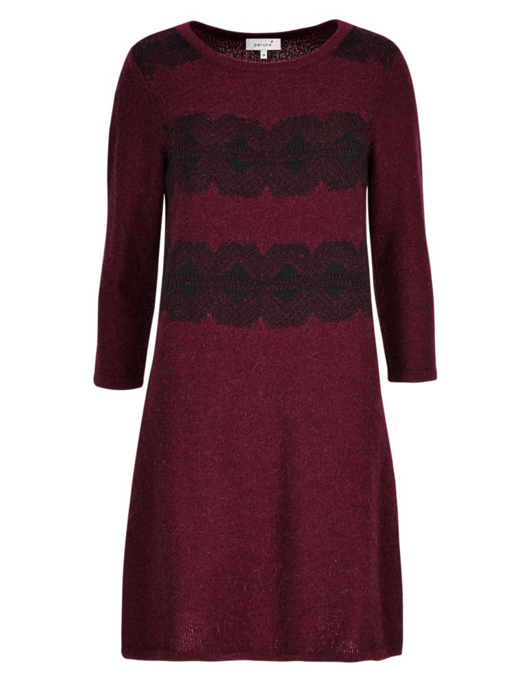 Chevron Lace Knitted Shift Dress with Mohair 3 of 4