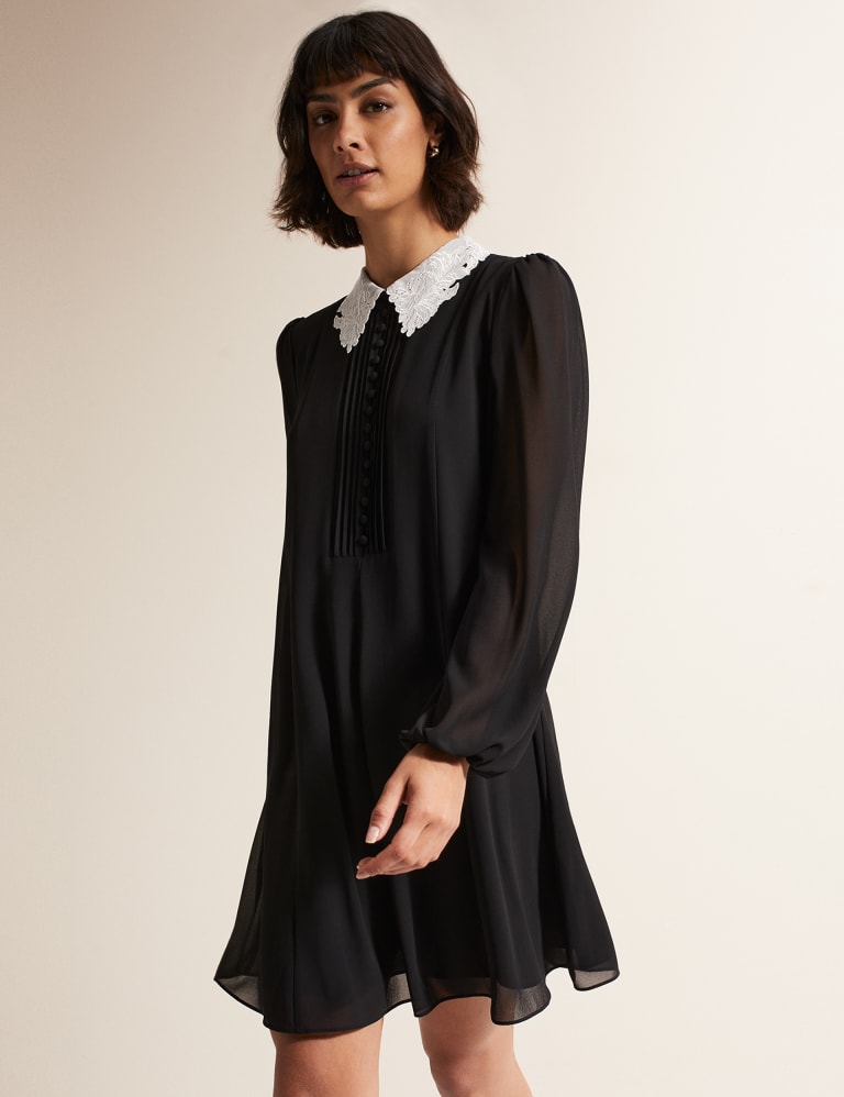 Chiffon Collared Pintuck Mini Swing Dress | Phase Eight | Mu0026S