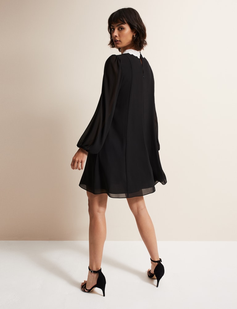 Chiffon Collared Pintuck Mini Swing Dress Phase Eight M S
