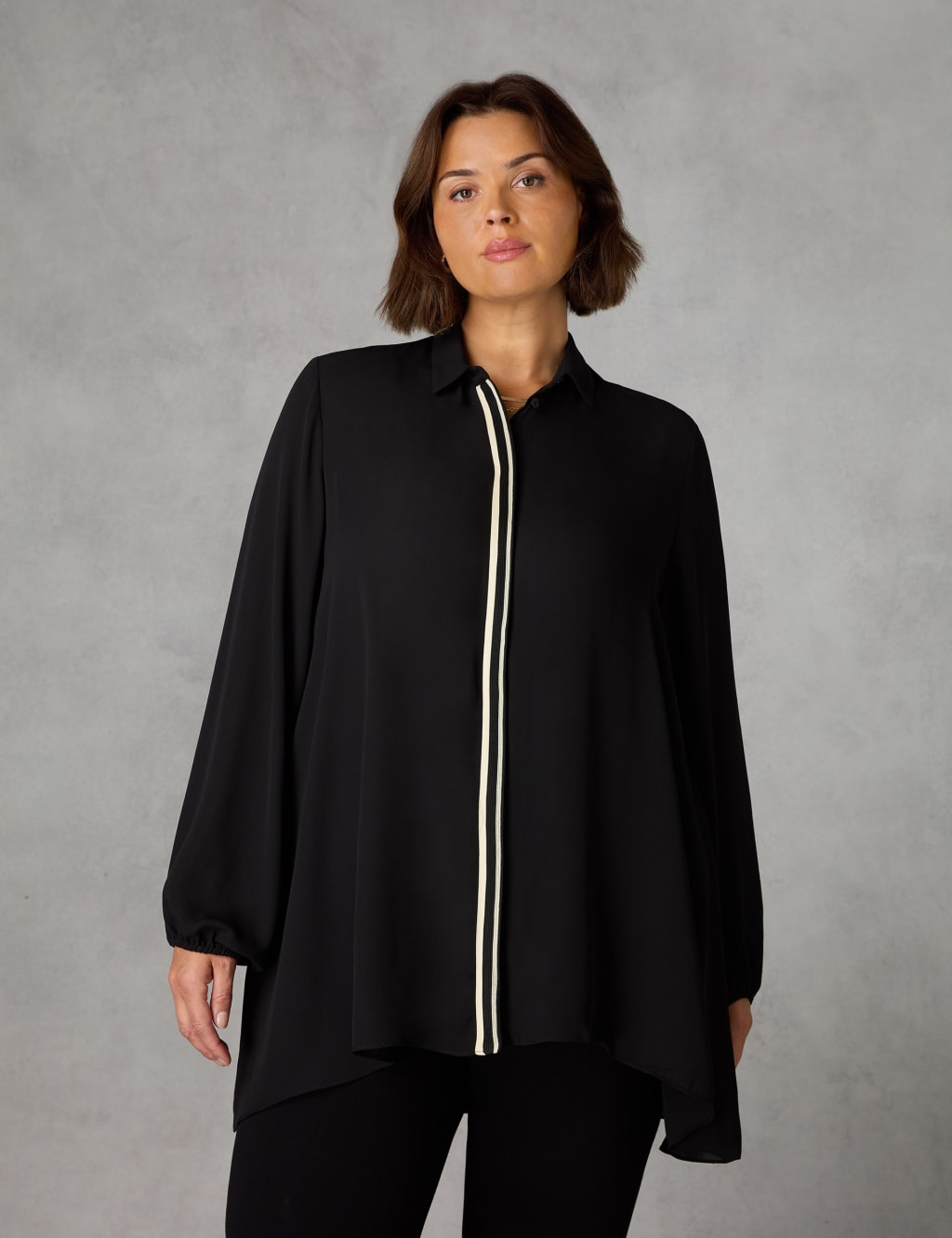 Chiffon Collared Relaxed Longline Shirt 3 of 5