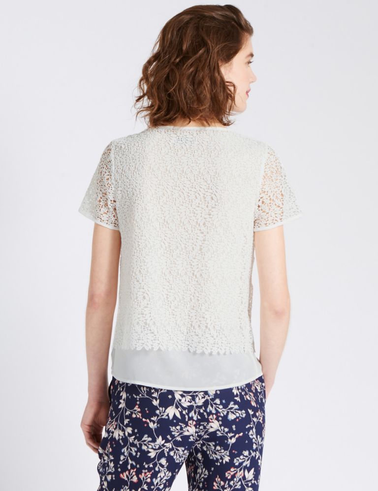 Chiffon Double Layer Lace Shell Top 3 of 3
