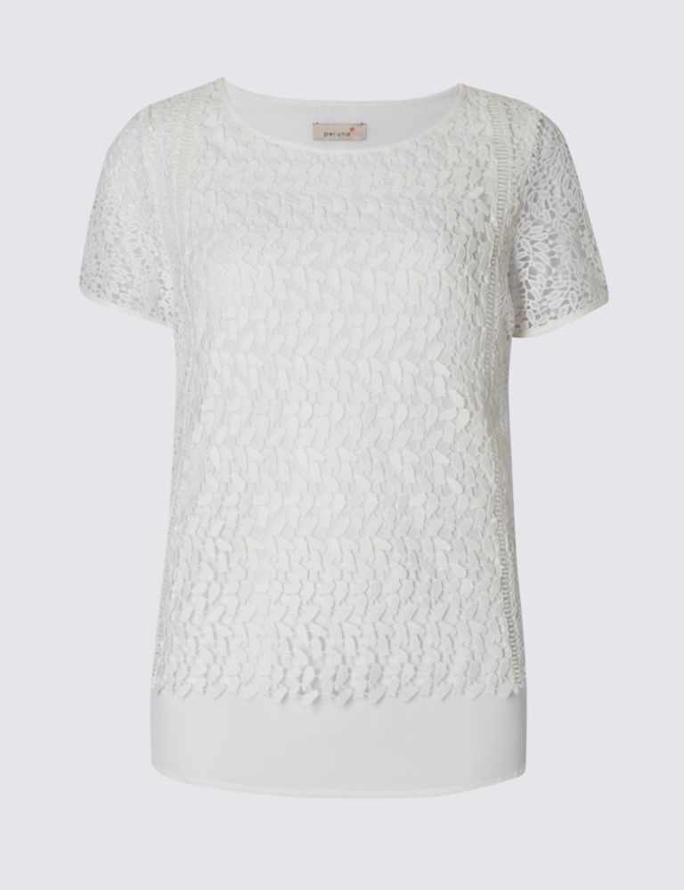 Chiffon Double Layer Lace Shell Top 2 of 3