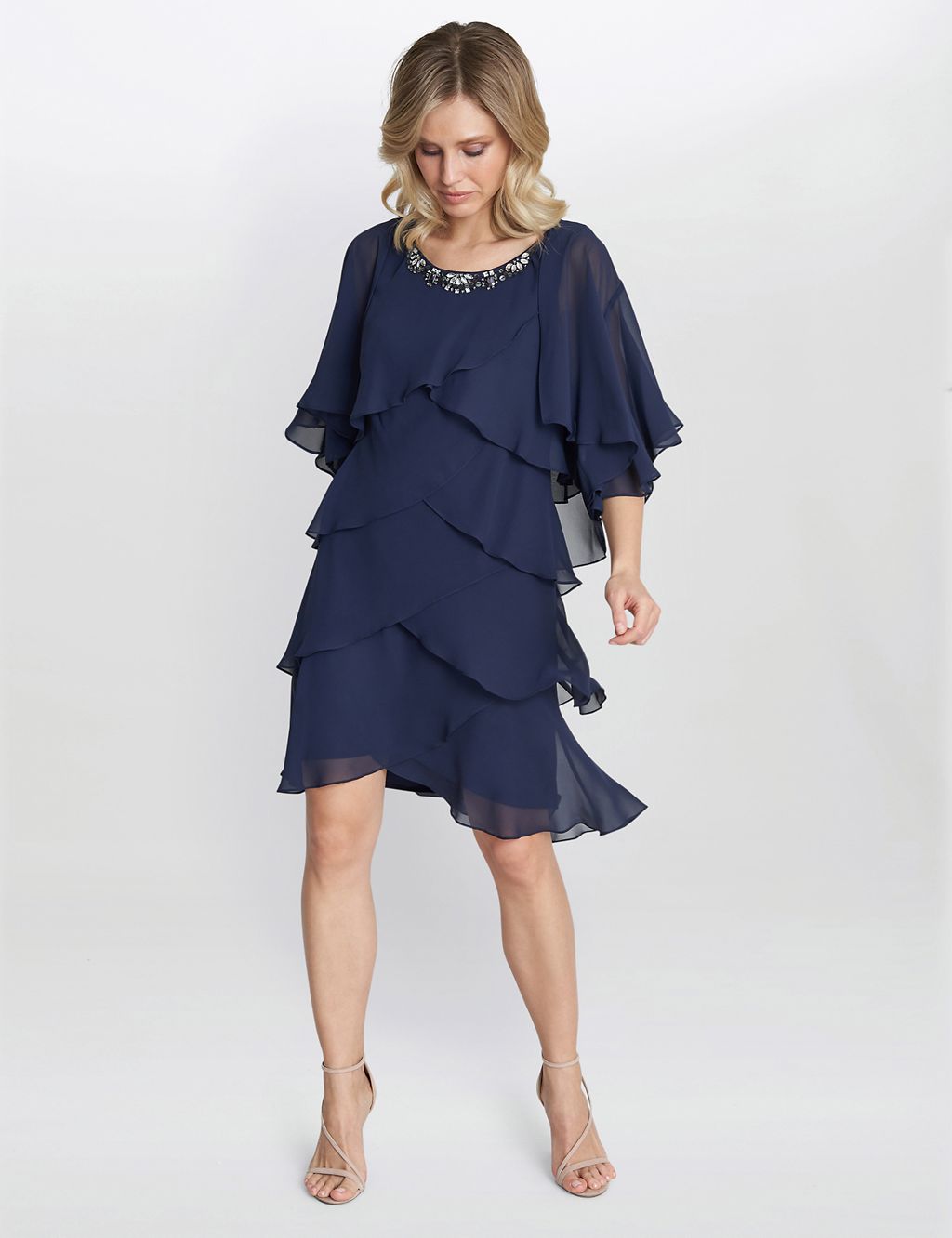 Chiffon Embellished Tiered Dress & Jacket | Gina Bacconi | M&S