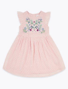 Chiffon Floral Embroidered Dress (2-7 Yrs) Image 2 of 4