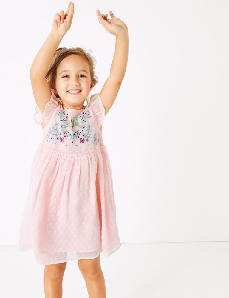 Chiffon Floral Embroidered Dress (2-7 Yrs) 1 of 4