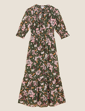 Chiffon Floral Midaxi Waisted Dress Image 2 of 5