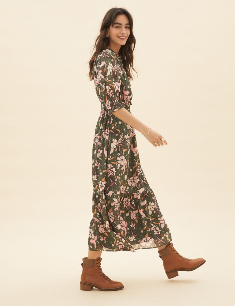 Chiffon Floral Midaxi Waisted Dress 1 of 5