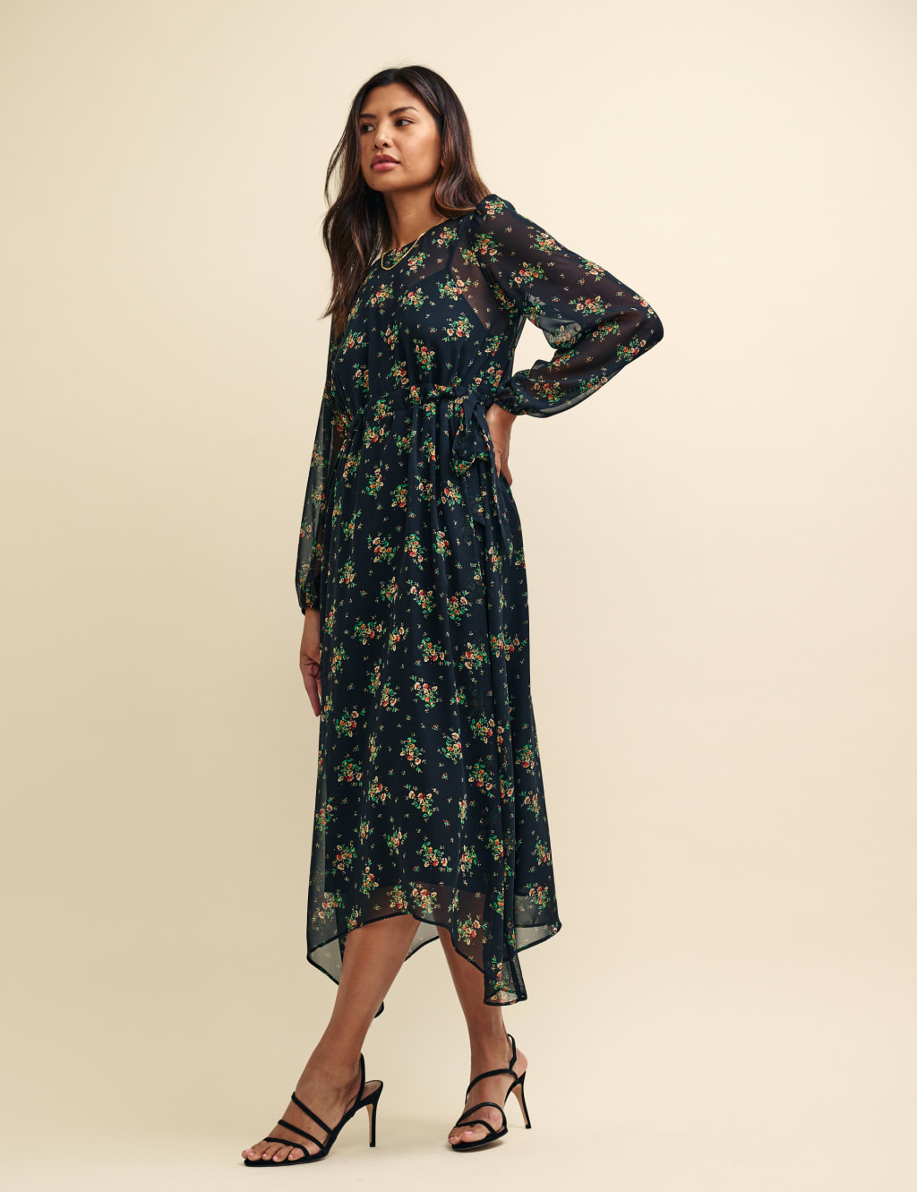 Chiffon wrap deals dress midi
