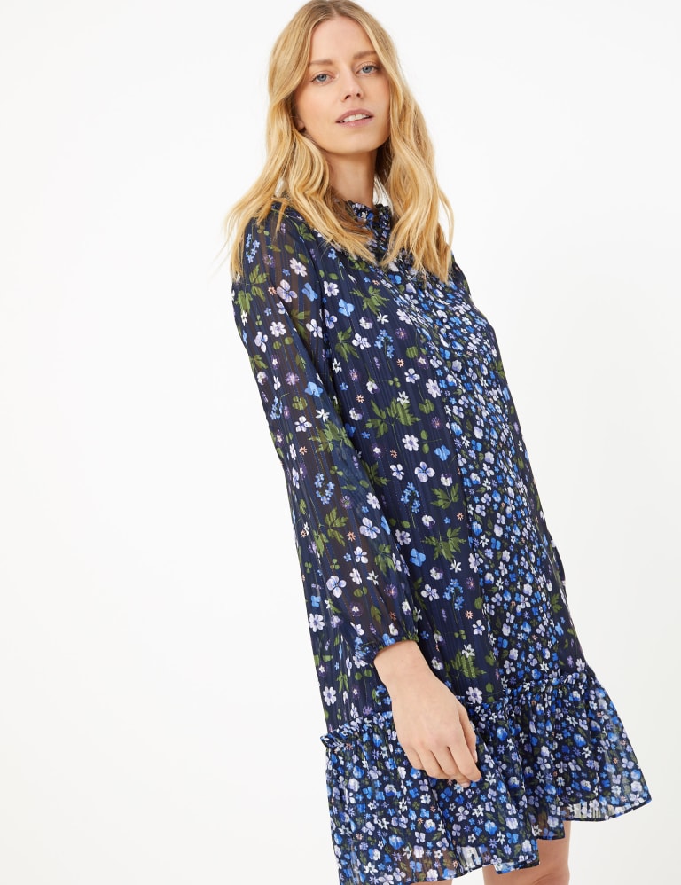 Chiffon Floral Mini Swing Dress | M&S Collection | M&S