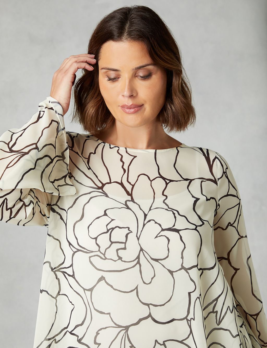 Chiffon Floral Relaxed Top | Live Unlimited London | M&S