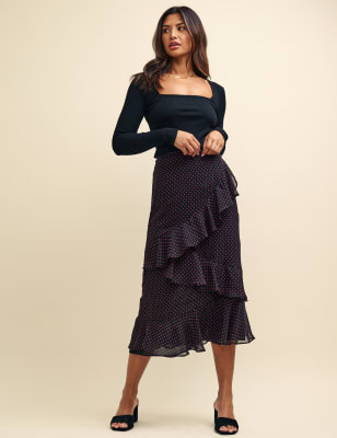 Chiffon Dot Teared Skirt | sciencebox.uz