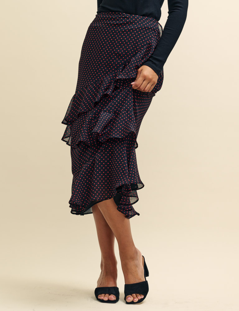 Chiffon Polka Dot Ruffle Midi Tiered Skirt | Nobody's Child | M&S