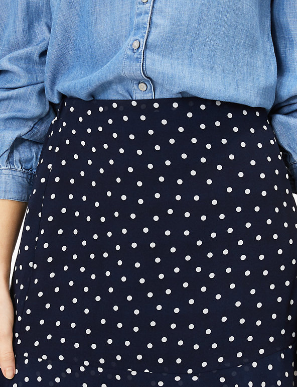 Size 16 Long Womens Brand New M&S Spot Ruffle Skirt 