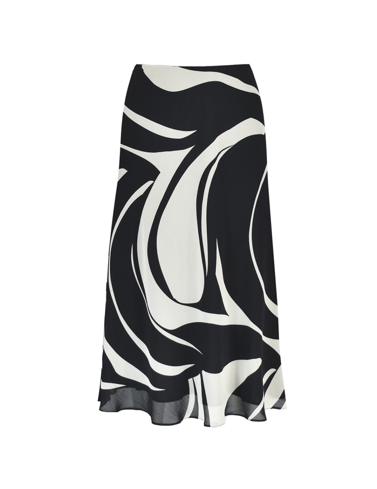 Chiffon Printed Midi Slip Skirt Live Unlimited London M S