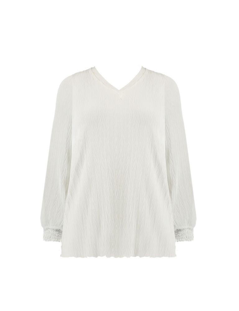Chiffon Textured V-Neck Relaxed Blouse 2 of 6