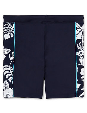 Chlorine Resistant Lycra® Xtra Life™ Quick Dry Hibiscus Print Panelled Swim Shorts (5-14 Years) Image 2 of 3