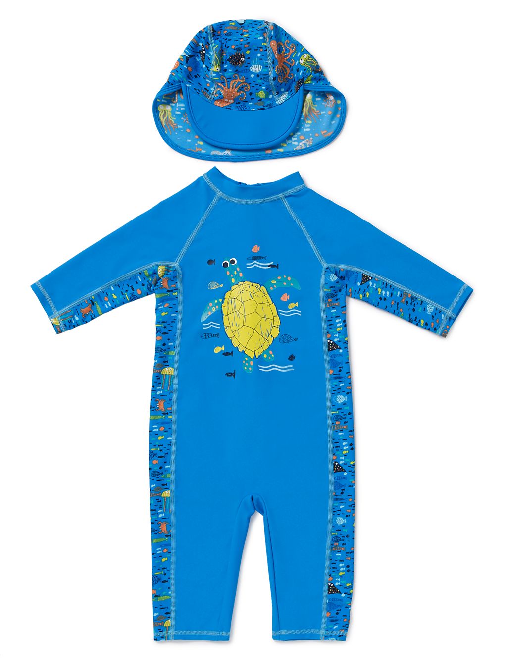 Chlorine Resistant Lycra® Xtra Life™ Quick Dry Safe in the Sun Turtle Print Swimsuit with Hat (1-7 Years) 3 of 4