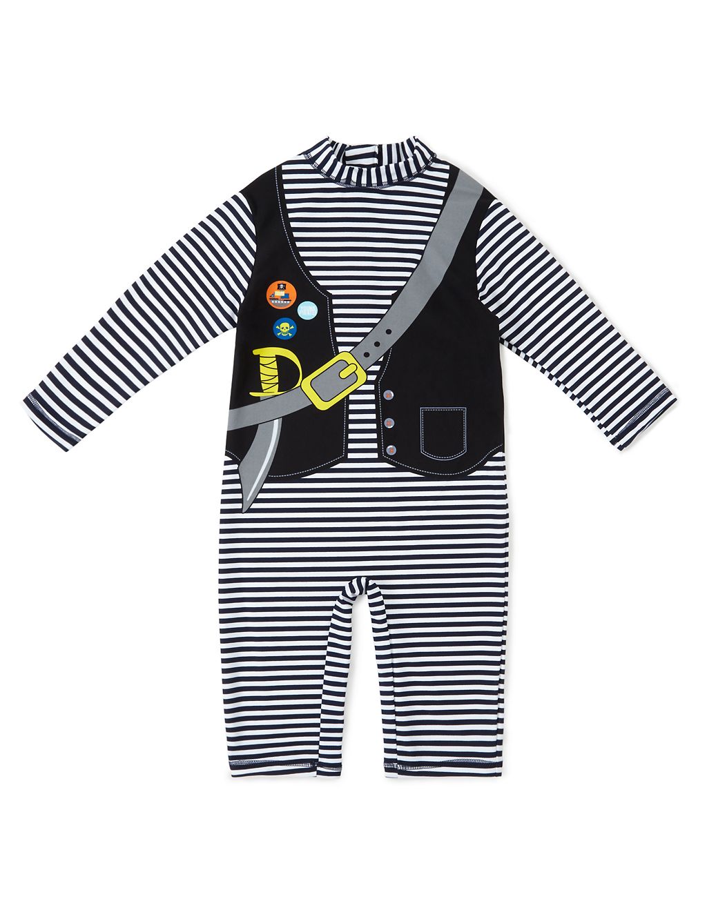 Chlorine Resistant Lycra® Xtra Life™ Safe in the Sun Quick Dry Striped Pirate Swimsuit (1-7 Years) 3 of 3