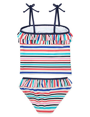 Chlorine Resistant Lycra® Xtra Life™ Square Neck Striped Tankini (5-14 Years) Image 2 of 4
