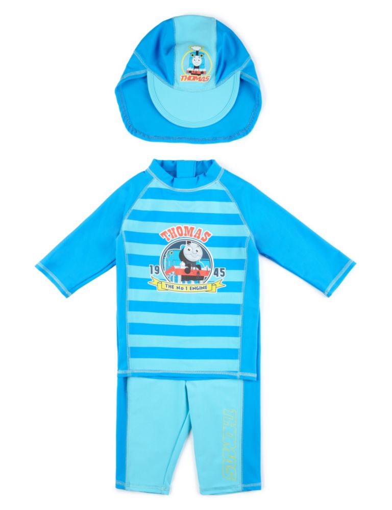 Chlorine Resistant Safe in the Sun Thomas & Friends™ Quick Dry Striped Swimsuit (1-7 Years) 1 of 6