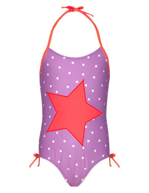 Chlorine Resistant Sequin Embellished Star & Spotted Swimsuit (5-14 Years) Image 2 of 3