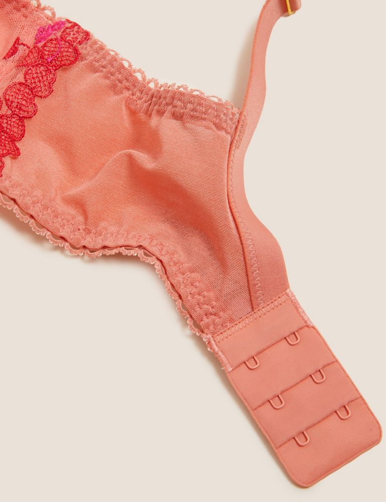 Bettie Page Peach Pink Heart Lace French Knicker - sizes 4 - 14