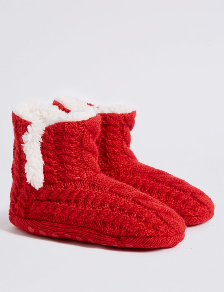 Christmas Cable Knit Slipper Boots (2-14 Years) 1 of 4