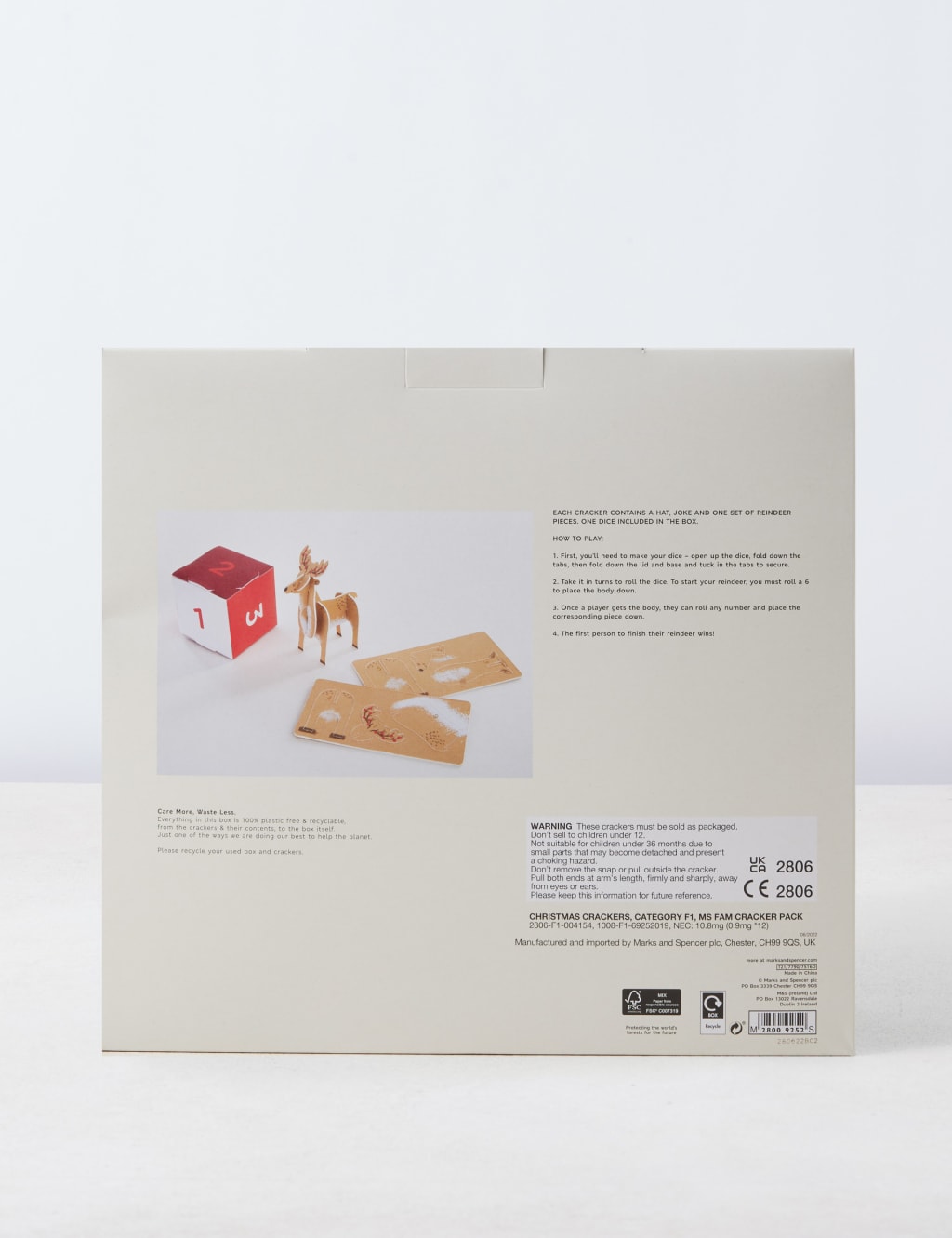 Christmas Crackers with Reindeer Game Pack of 12, 1 Design M&S