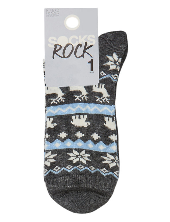 Christmas Fair Isle Ankle Socks Image 1 of 2