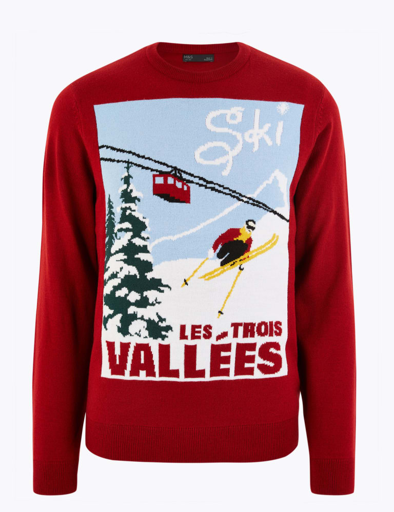 Christmas Ski Poster Design Crew Neck Jumper M S Collection M S
