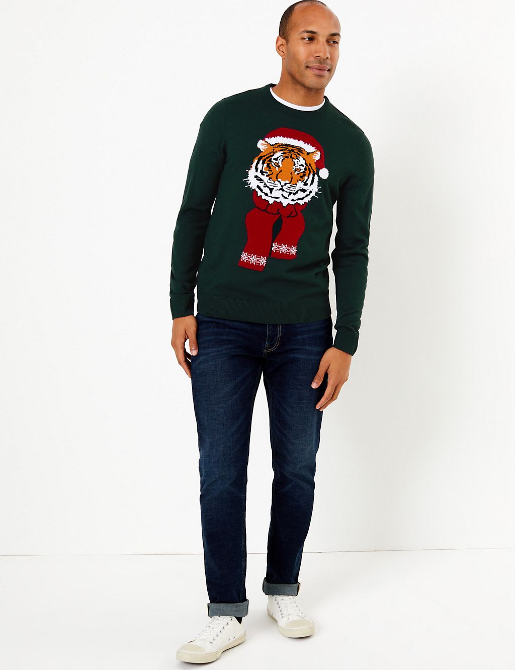 Christmas Tiger with Hat Design Crew Neck Jumper 2 of 4