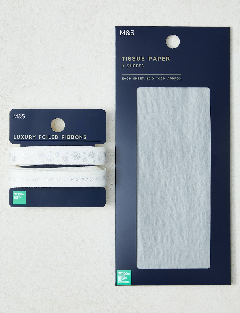 Christmas Tissue Paper & Ribbon Pack Silver M&S