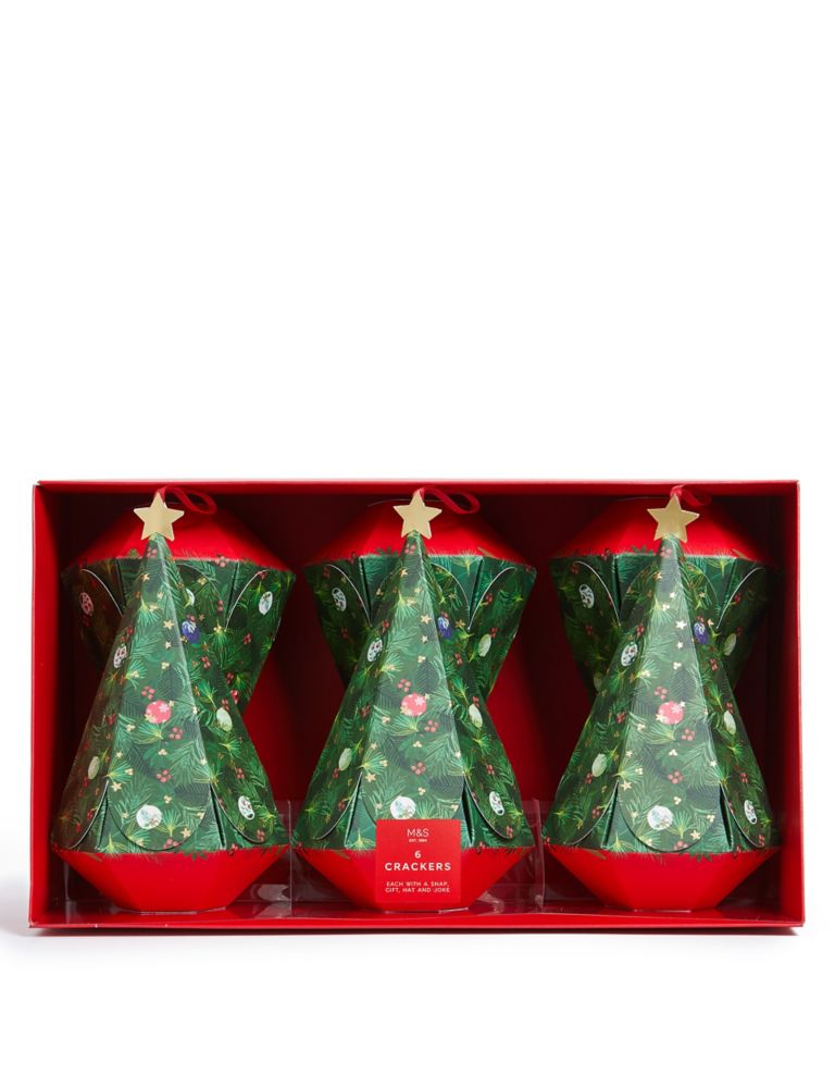 Christmas Tree Shaped Christmas Crackers Pack of 6 1 of 3
