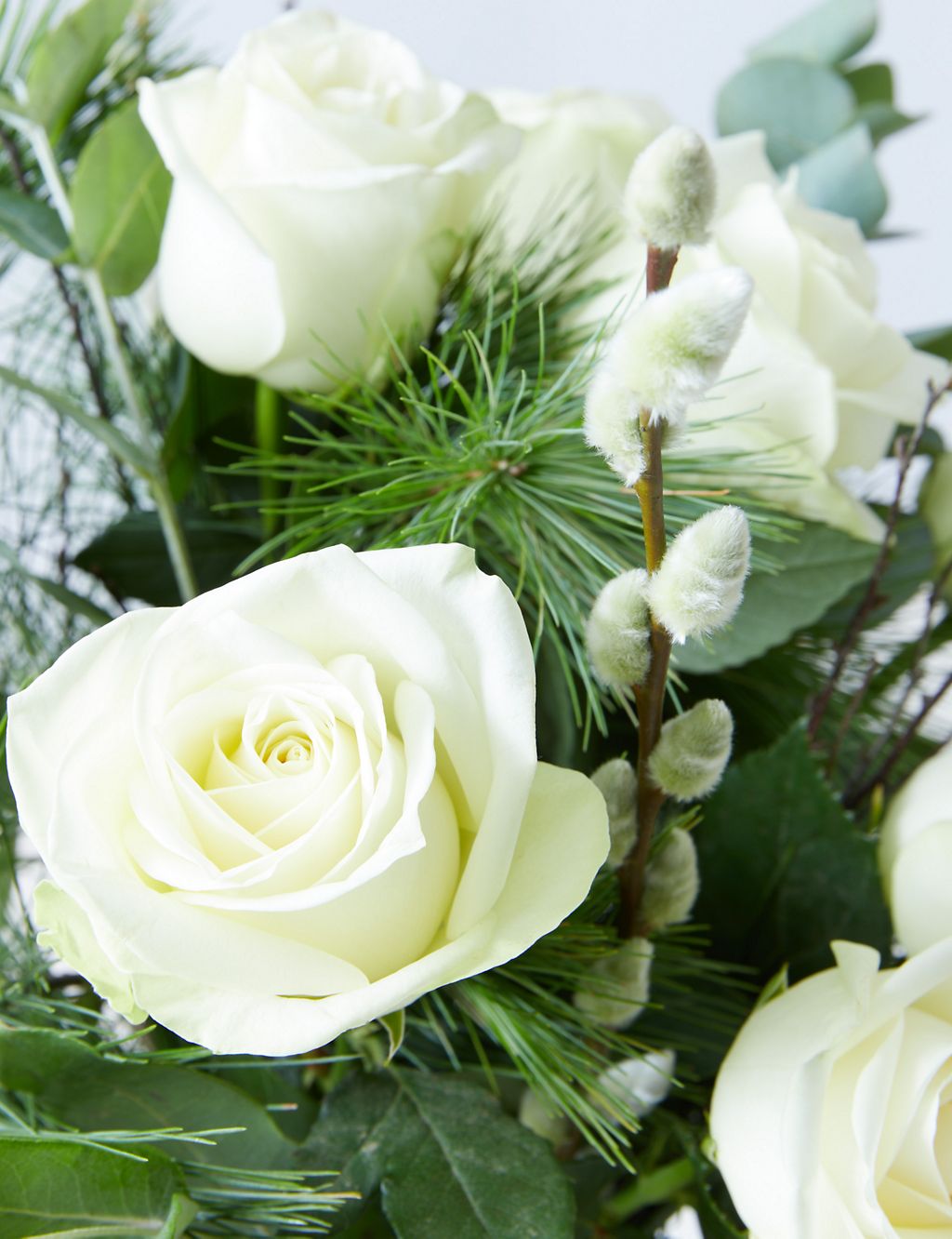 Christmas White Roses Flowers Bouquet 4 of 4