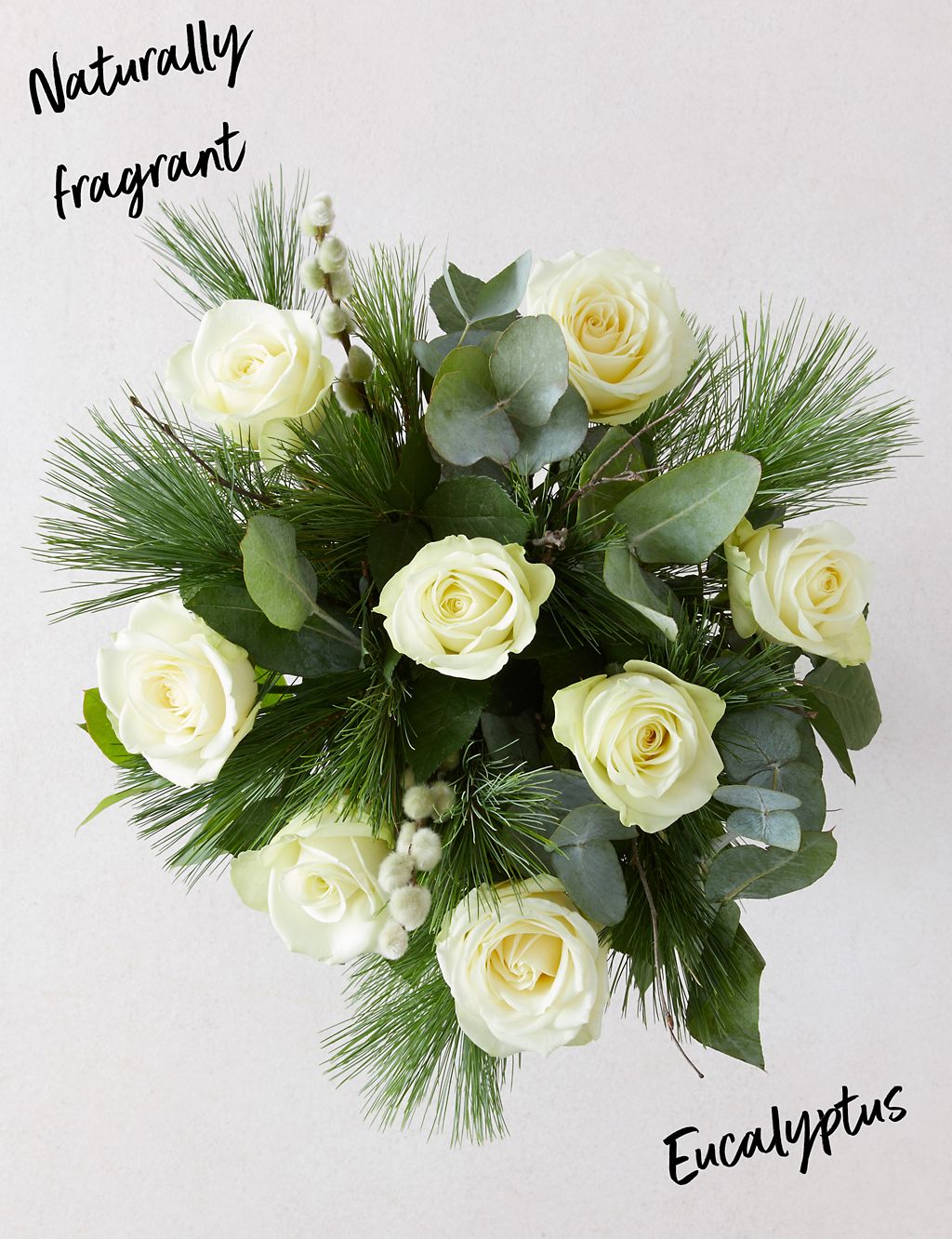 Christmas White Roses Flowers Bouquet 1 of 4