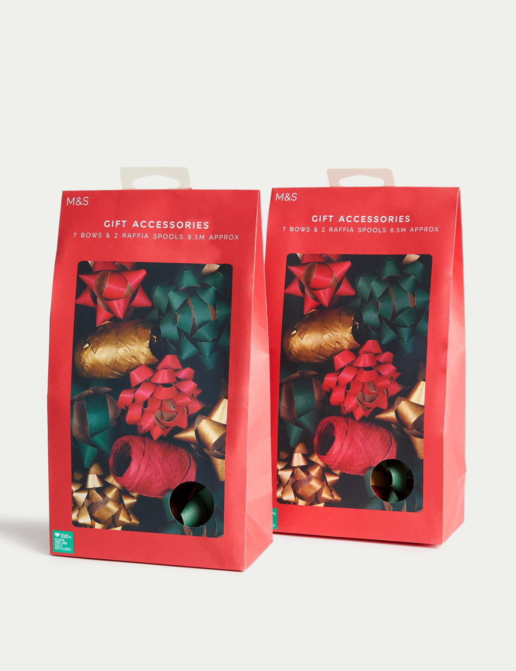 Christmas Wrapping Accessories 2 Pack Bows & Raffia Ribbons M&S