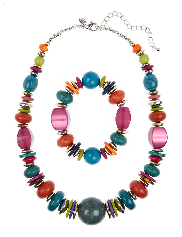 Chunky Bead Necklace & Bracelet Set Image 1 of 1