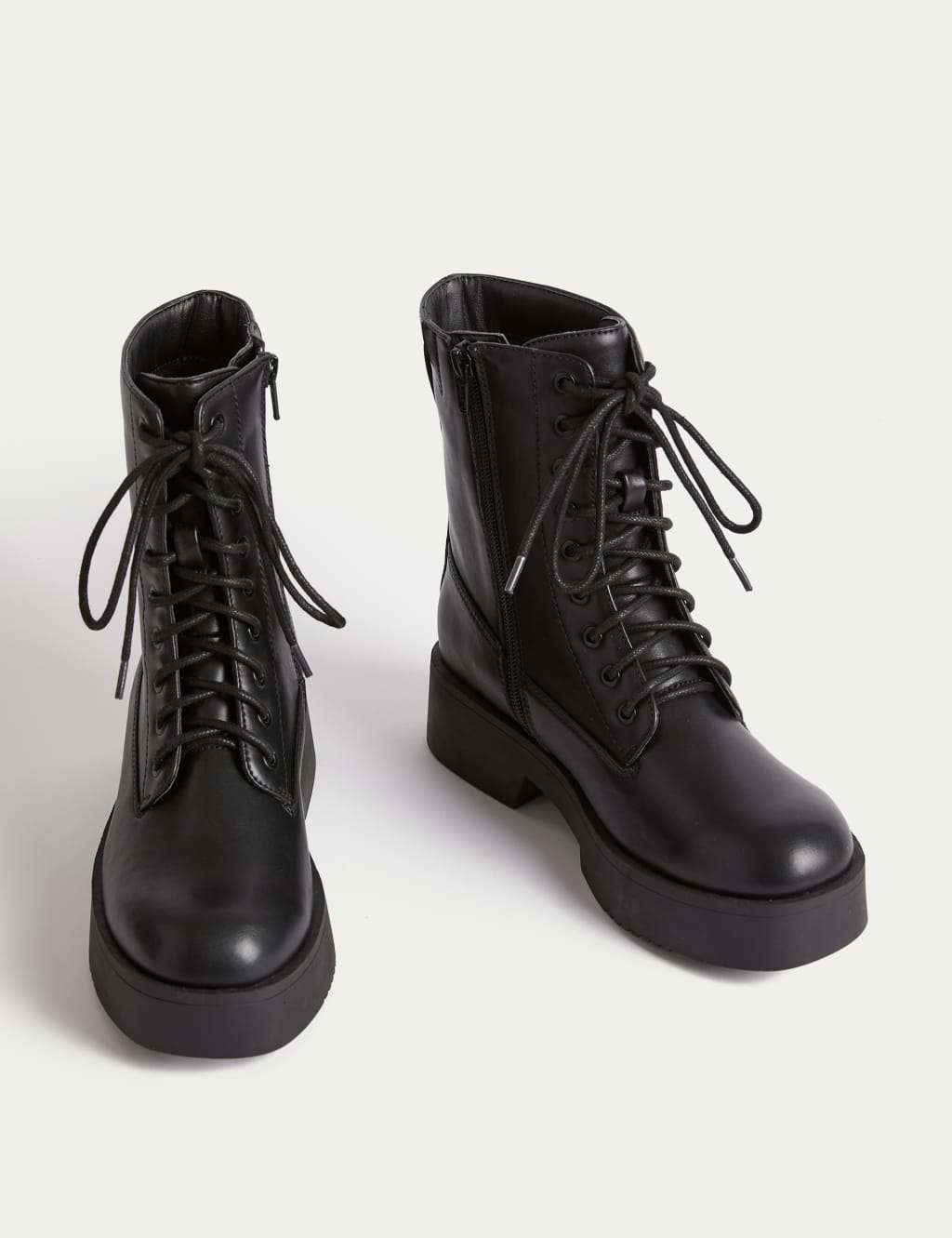 Chunky Biker Lace Up Boots M S Collection M S