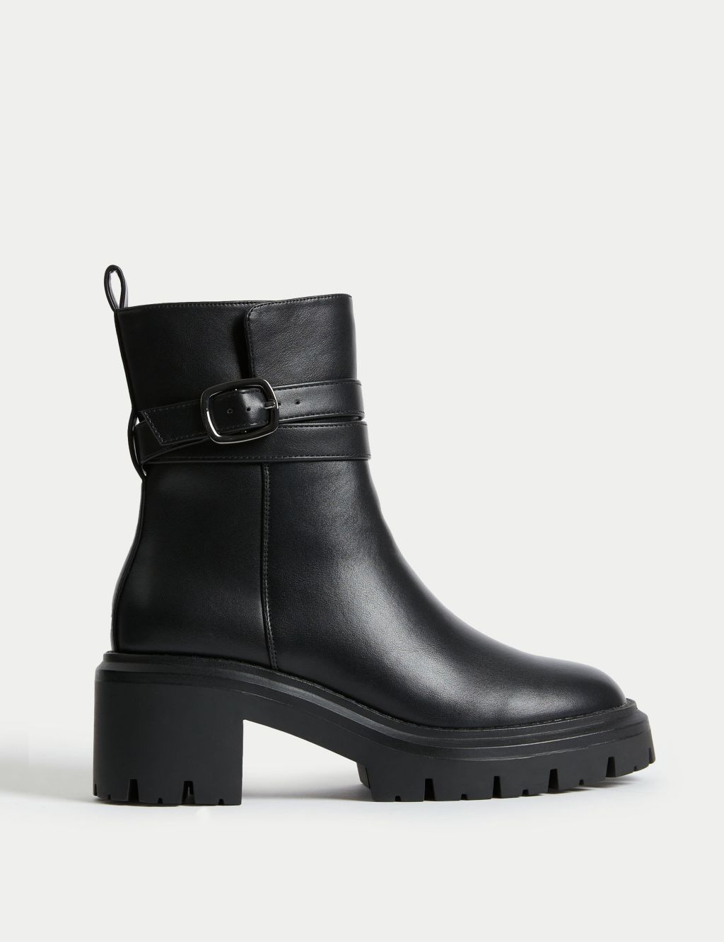 Chunky Buckle Block Heel Boots | M&S Collection | M&S