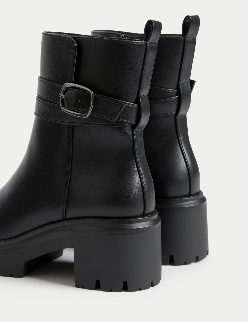 Chunky Buckle Block Heel Boots M S Collection M S