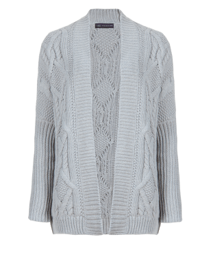 Grey Cashmere Cable Knit Cardigan | craft-ivf.com