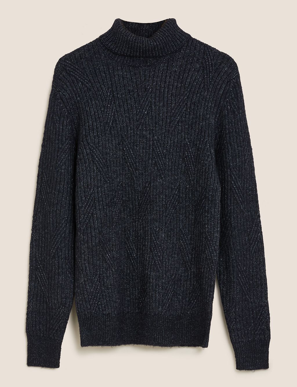 Chunky Cable Roll Neck Jumper With Wool 1 of 4