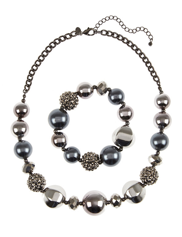 Chunky Disco Dome Necklace & Bracelet Set Image 1 of 1