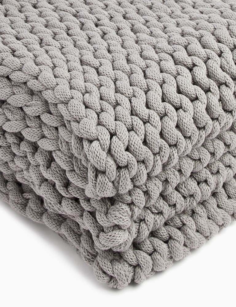 Grey chunky knitted throw sales