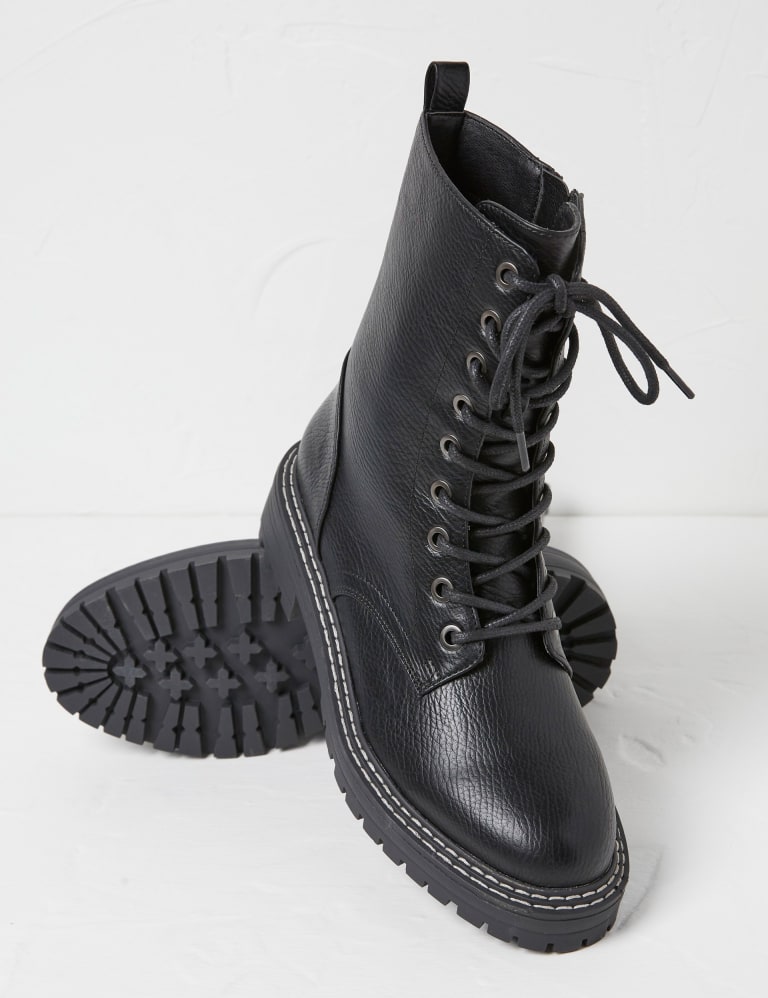 Chunky lace up boots womens discount