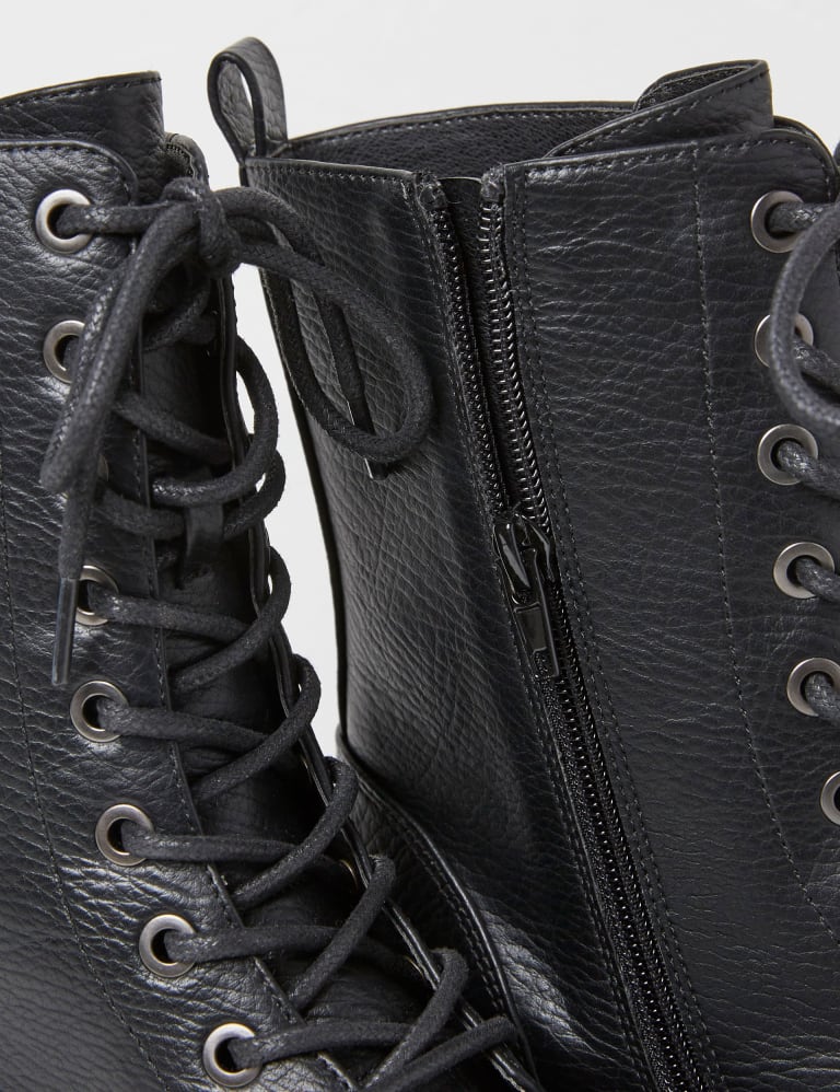 black quilted leather lace up boots from channel - E-SEVEN STORE