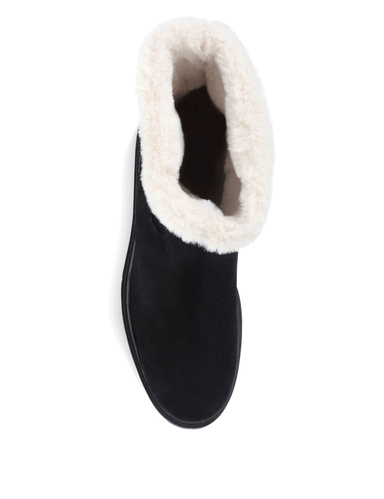 Chunky Suede Faux Fur Ankle Boots