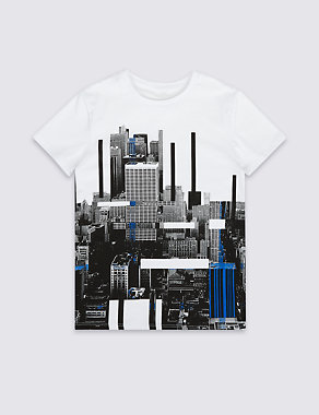 City View Pure Cotton T-Shirt (3-16 Years) Image 2 of 3