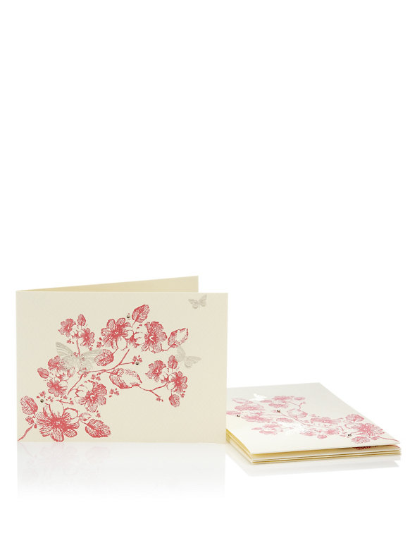 Classic Cream & Pink Floral Multipack Cards Image 1 of 2