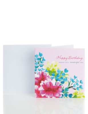 Classic Pink Floral Birthday Card Image 1 of 2